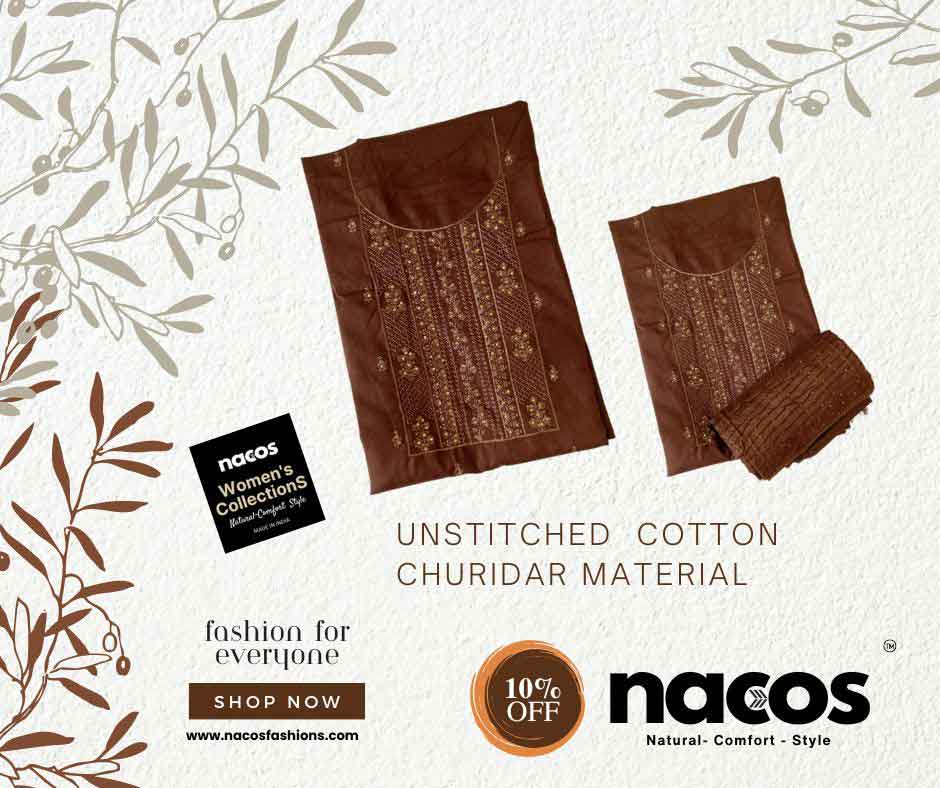 Nacos Unstitched Pure Cotton  Churidar Material – (Ncs-Sgbc-01 Meroon Free Size)
